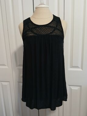 Like New Liz Lange Target Loose Flowy Tunic Length Tank Sleeveless Black Small